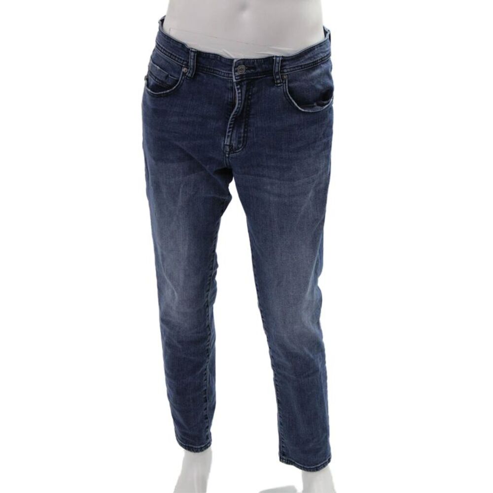 Liverpool Los Angeles Mens Straight Tapered Dark Blue Jeans Button Fly Size 34